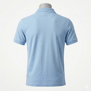 เสื้อโปโลผู้ชายคุณภาพสูงขายส่ง ผ้าเจอร์ซีย์คอตตอน 100% แขนสั้น สีฟ้าอ่อน เรียบง่าย สวมใส่สบาย - Product Image 4