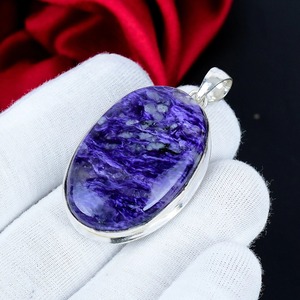 Colgante Ovalado de Charoita Púrpura Natural, Plata de Ley, Joyería de Piedras Preciosas Hecha a Mano, Venta al por Mayor, OEM, ODM - Product Image 6