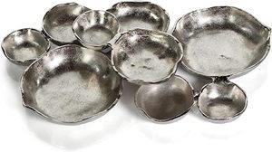 Metal snack bowl cluster set stainless steel cluster serving bowls multi bowl connected platter steel snack with attached bowls - Product Image 2