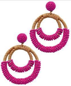 Pendientes de cuentas de semillas naturales para mujer con luna y estrella, pendientes de cristal auténtico para mujeres de la India. - Product Image 2