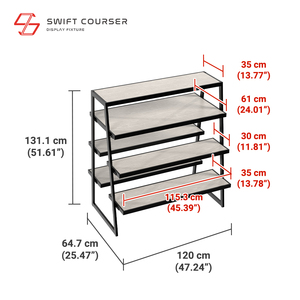 Exhibidor de Metal Moderno con Estructura de Madera y Múltiples Niveles, Exhibidor de Tienda Minorista de Varias Capas - Product Image 2