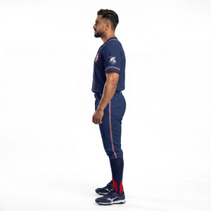 Navy Blue Polyester Mesh Full Button Baseball Jersey Customizable Sports Uniform for Amateur School League Team OEM Manufacturer - Product Image 3