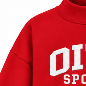<b>Red</b> Oversized Mock Neck <b>Sweatshirt</b> Unisex Heavyweight Pullover Long Sleeve Relaxed Fit Custom Printed Streetwear Casual Winter - Product Image 6