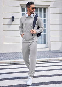Nouveauté : Survêtement homme slim fit, tissu doux et respirant, pantalon de jogging à capuche, taille élastique, léger, décontracté, vêtements de sport pour la gym. - Product Image 3
