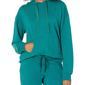 Sweat-shirts à capuche zippés décontractés en tricot pour femme, respirants, à manches longues, dernière collection automne, design uni et oversize - Product Image 2