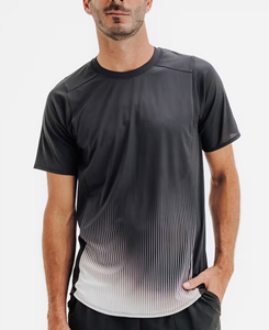 Camiseta Deportiva de Fútbol para Hombre, Cuello en V, Manga Corta, Absorbe la Humedad, Color Degradado en la Parte Delantera, Poliéster, Ropa Deportiva de Verano - Product Image 1
