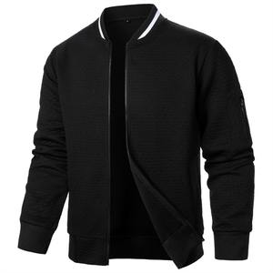 Veste décontractée pour hommes coupe ample veste légère Varsity Bomber avec fermeture éclair extérieur Streetwear col montant sweats - Product Image 1