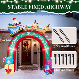 10FT <b>Lighted</b> Christmas Inflatable Archway with Reindeer <b>Pulling</b> Santa's Sleigh Outdoor Holiday Yard Decorations - Product Image 6