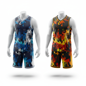 Custom Sublimation Basketball Uniform Set | Breathable Quick Dry Team Jersey Shorts Cracked Pattern Design 100% Polyester - Product Image 6
