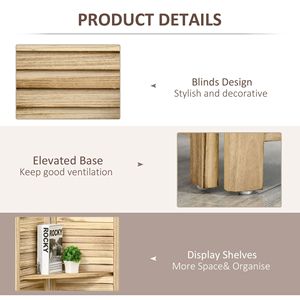 Divisorio Portatile a 4 Pannelli da 5,5 Piedi in Legno Naturale di Paulownia con Materiale in Carta e Mensole - Product Image 6