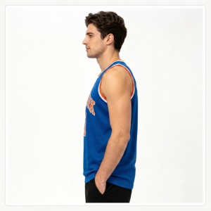 Maillot de basketball unisexe personnalisé en Spandex/Polyester, sublimé, à rayures fines, sans manches, col ajusté, uniforme de basketball OEM - Product Image 3