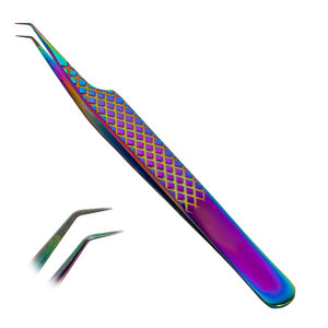 Pinces à cils réutilisables de haute qualité, durables, fabriquées au Pakistan, en acier inoxydable multicolores, en stock - Product Image 1