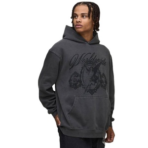 Sudadera con Capucha de Invierno para Hombre, Negra, 100% Algodón, 400 Gsm, Gruesa, de Alta Calidad, con Diseño de Logotipo Personalizado - Product Image 1