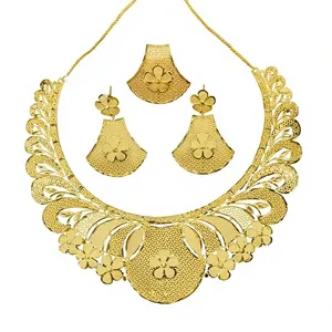 Premium African Floral Gold Plated Brass <b>Choker</b> Necklace for Women Classic Style Wedding & Party Occasions - Product Image 2