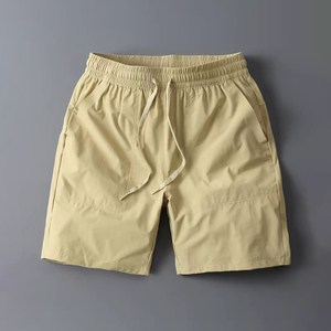 Men's Solid Color Quick Dry Oxford Fabric Drawstring Bermuda Shorts with Pockets Casual Wear - Product Image 1