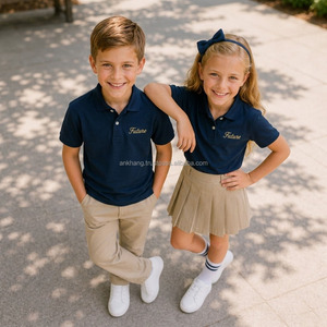 Ensemble d'uniformes scolaires en coton Oxford brodé pour enfants du primaire, garçons et filles, uniformes OEM - Product Image 2