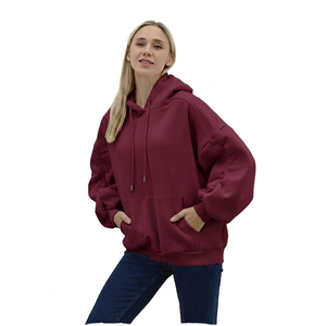 Sweat-shirt à capuche surdimensionné pour femme, couleur unie, en molleton de coton, manches longues, vêtements décontractés d'automne avec poches - Product Image 4