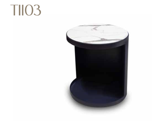 Modern <b>Round</b> Coffee <b>Table</b> Marble Look Top Black <b>Side</b> End <b>Table</b> Decorative Living Room Furniture - Product Image 1