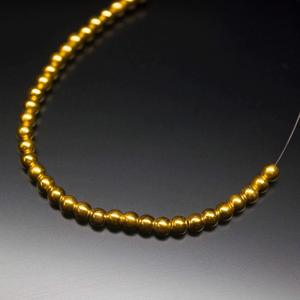 18K Gold Plated Handmade Tribal Round Sphere <b>Spacer</b> Beads 4mm Strand with 12pcs Solid Gold - Product Image 4