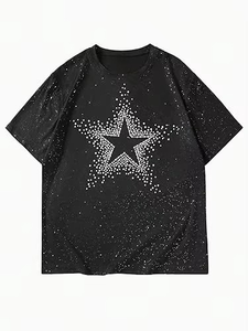 Nueva Camiseta Personalizada con Pedrería de Estrellas para Hombre, Estilo Urbano, con Gráficos de Cristal, Fabricante OEM Geo Brothers - Product Image 6