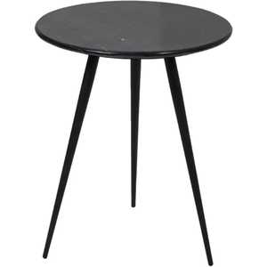 Round Black Glossy Side <b>Table</b> Three Slender <b>Legs</b> Minimalist Modern Handcrafted Eco Friendly Elegant Living Room Bedroom - Product Image 1