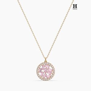 Pendentif élégant au design circulaire avec diamants baguette, bijoux fins avec diamants certifiés IGI/GIA, service OEM/ODM personnalisé - Product Image 1
