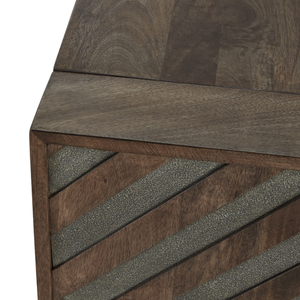 Table basse de salon attrayante avec pieds en bois à motif diamant moderne et plateau carré en bois de manguier massif, finition noyer chaud - Product Image 5