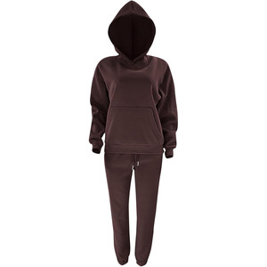 <b>Women</b> Oversized Cotton <b>Fleece</b> Sweatshirt <b>Joggers</b> Set Premium Tracksuit Casual Winter Wear Loose Fit Solid Color Matching Trouser - Product Image 3