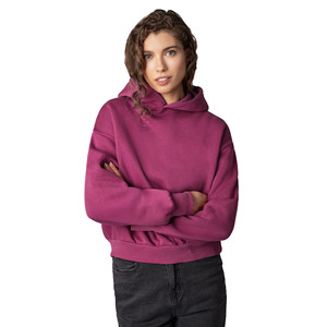 Sweat-shirt à capuche oversize pour femme, couleur unie, polyester/coton, séchage rapide, respirant, vêtement d'hiver, longueur normale, fermeture intégrale sur le devant - Product Image 1
