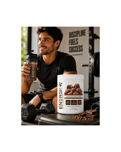 Poudre de protéines de lactosérum au chocolat EnergiNut, 24 g de protéines par portion, croissance et récupération musculaire, sans gluten, faible teneur en matières grasses, qualité américaine, sans OGM. - Product Image 4