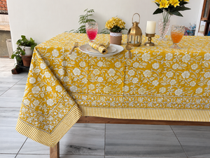 Handmade Eco-Friendly Cotton Floral <b>Tablecloth</b> Green White Printed Traditional Chinese Design Washable Customized Size <b>Rectangle</b> - Product Image 2