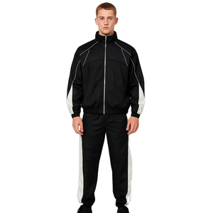 Nouvelle Collection Survêtement Homme Coupe Droite Coupe-Vent 100% Polyester avec Col Montant, Pantalon de Survêtement et Passepoil Ondulé 2 en 1 - Product Image 1