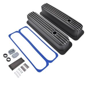 Coperchi Valvole Alti Neri con Alette, Altezza 3 11/16 Pollici con Bullone Centrale per Chevy SBC 305 350 450 5.0L e 5.7L - Product Image 2