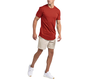 T-shirt long à ourlet incurvé pour homme, style streetwear, polyester, séchage rapide, idéal pour la gym - Product Image 1