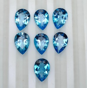 Topaze bleue suisse taille poire, topaze bleue naturelle facettée, pierre précieuse en vrac pour la fabrication de bijoux personnalisés, vente en gros - Product Image 2