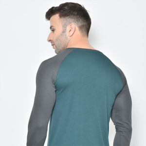 Men's Long <b>Sleeve</b> <b>Raglan</b> O-Neck <b>T</b>-<b>Shirt</b> Solid Color Knitted Quick Dry Slim Fit Casual Wear Green Gray Men's premium <b>t</b>-<b>shirts</b> - Product Image 5