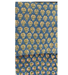Conjunto de tela de algodón estampada a mano con motivos florales azules y amarillos para vestido, traje, dupatta, ropa de hogar, ropa festiva y ropa de oficina. - Product Image 1