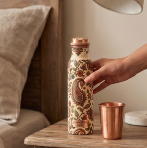 Trendy Paisley Printed <b>Copper</b> Water <b>Bottle</b> Eco Friendly Modern Minimalist Design For Daily Hydration Yoga Gym Travel School Gift - Product Image 5