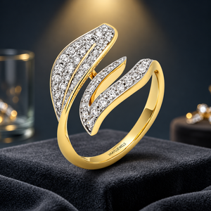Bague de fiançailles de luxe inspirée des feuilles, sertie de diamants de laboratoire, pour femme, en or 10K 14K 18K, argent 925 935, pavé minimaliste, haute joaillerie - Product Image 1