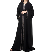 Vêtements islamiques à manches longues noirs unis pour femmes, abaya musulmane imprimée, logo personnalisé, taille plus, robe décontractée, abayas, burqa
