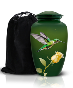 Green Hummingbird Cremation Urn Human Ashes <b>Memorial</b> <b>Keepsake</b> Crematory Urn Polished Finish - Product Image 1