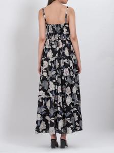 เดรสยาวผ้าฝ้ายสีดำลายดอกไม้ ดีไซน์โดดเด่นสำหรับผู้หญิง ระบายอากาศได้ดี เหมาะสำหรับใส่ในชีวิตประจำวัน มีจำหน่ายจำนวนมาก - Product Image 4