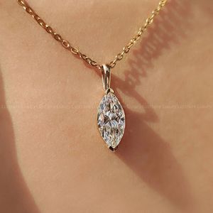 Pendentif solitaire en diamant marquise, collier en or rose, style solitaire élégant - Product Image 2