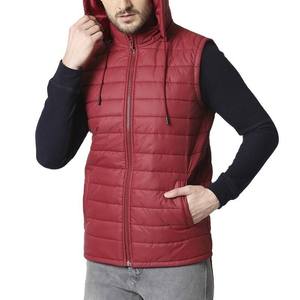 Gilets matelassés pour hommes, couleur bordeaux, très vendus, en coton épais et chaud, style zippé, sans manches. - Product Image 4
