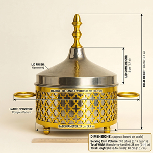 Luxury Gold Chafing Dish Premium Laser-Cut Design With <b>Chrome</b> Hammered Lid High Quality Metallic Finish For Elegant Dining - Product Image 3