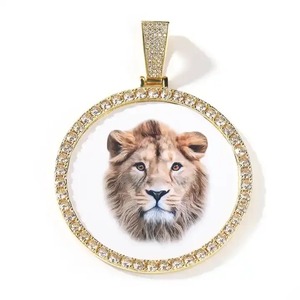 Collar con Colgante de Foto Personalizado Grande, Diamante Cultivado en Laboratorio, Estilo Hip Hop, Acabado en Oro y Plata, Colgantes y Dijes Finos - Product Image 3