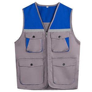 PLAYER'S POINT High Visibility Work <b>Vest</b> CE/EU Certified Waterproof Red Navy Reflective Stripes Zipper Closure Unisex Polyester - Product Image 6