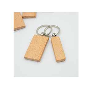 Eco-Friendly Wood <b>Keyring</b> Natural Rectangular Shape Silver <b>Ring</b> Eco-Friendly Material Wood <b>Keyring</b> Hot Sale - Product Image 1