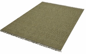 Natural Olive Green Handwoven Jute <b>Rug</b> with Fringe – Eco-Friendly <b>Rustic</b> Floor Carpet - Product Image 3