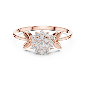 Anillos de oro macizo de 14k para mujer con diseño de flor, corte redondo minimalista, con diamantes, para regalo, compromiso, aniversario, boda - Product Image 6